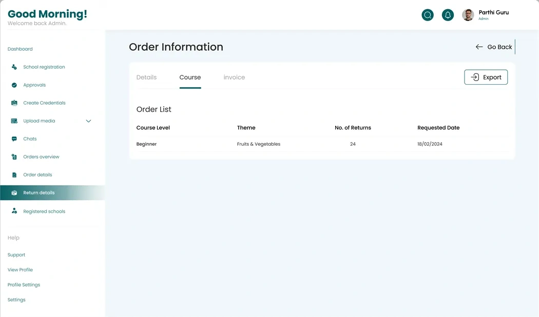 Courses returned