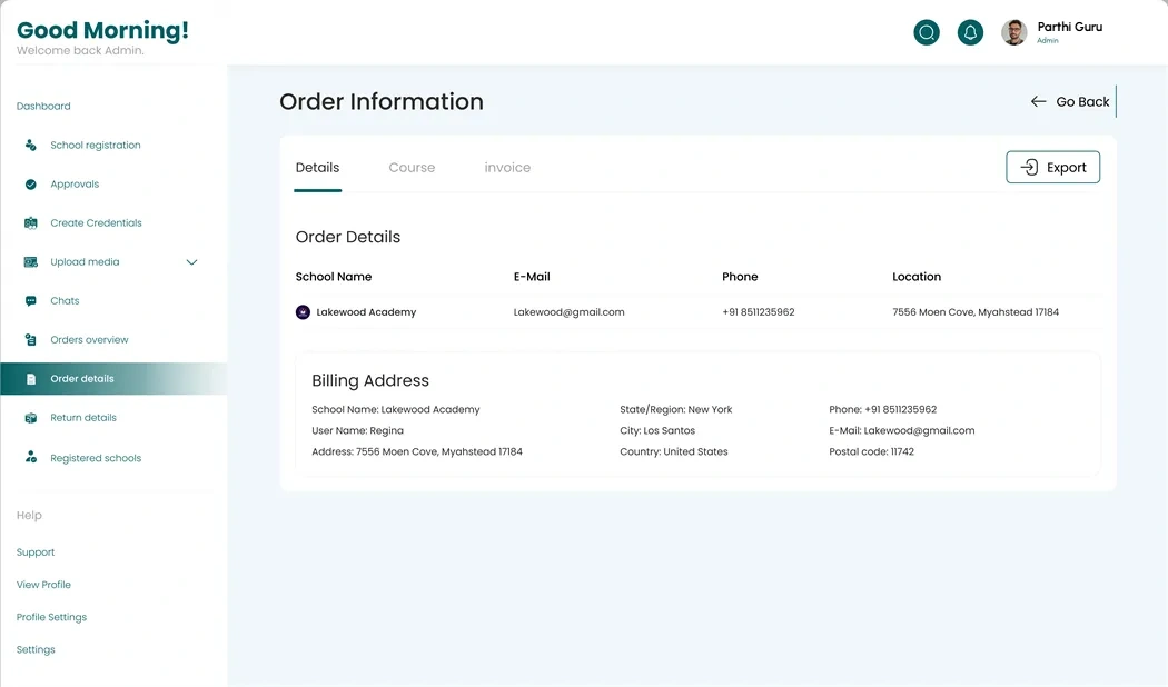 Order information