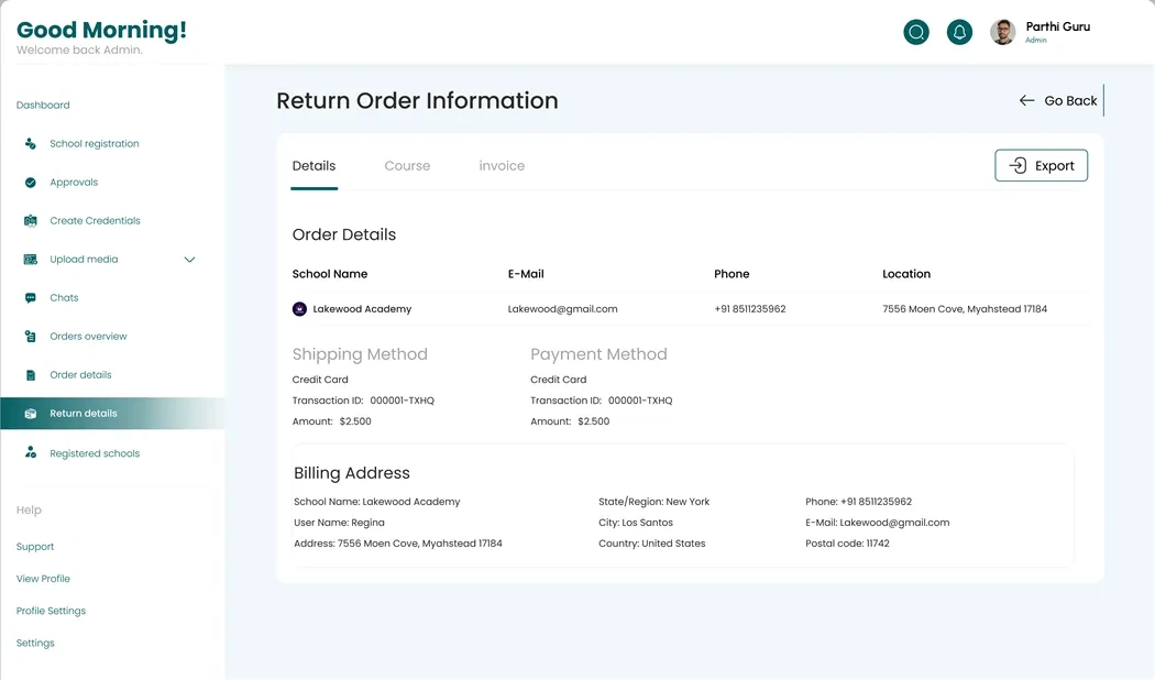 Return order details